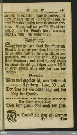 Der siebenzehende Tag. Von dem guten Gebrauch der Zeit