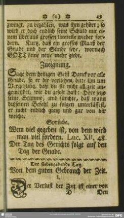 Der siebenzehende Tag. Von dem guten Gebrauch der Zeit