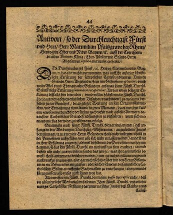 44-51, Antwort so der Durchleuchtigist Fürst und Herr...