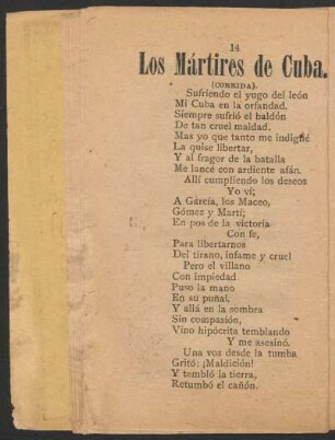 Los Mártires de Cuba. : (Corrida).