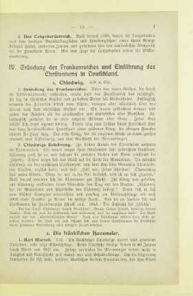 IV. Gründung des Frankenreiches und Einführung des Christentums in Deutschland