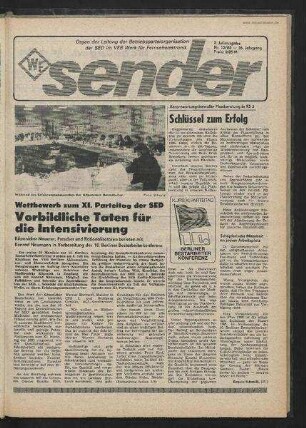 Betriebszeitung 'WF-Sender', Nr.15/1985 (2. Juliausgabe 1985)