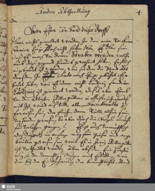Andere Abtheilung. Von Ersten An bau dieses Dorffs
