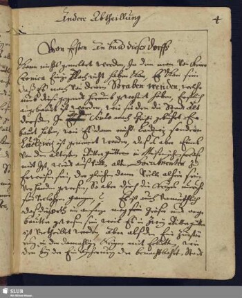 Andere Abtheilung. Von Ersten An bau dieses Dorffs