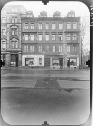 Dresden-Neustadt, Bautzner Straße 46. Wohnhaus mit Ladeneinbauten (1870/1880). Straßenfront