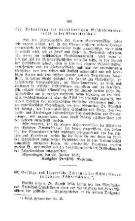 Behandlung des vaterländischen Geschichtsunterrichts in der Elementarschule : [IV. Elementarschulwesen]