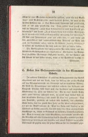 Ueber den Gesangunterricht in der Elementar-Schule