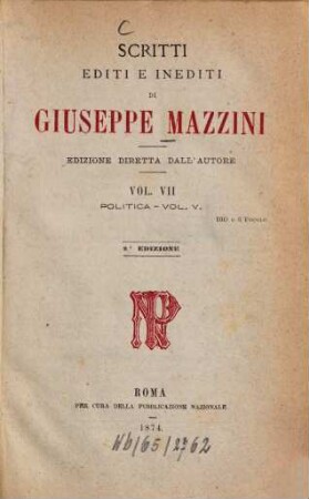 Scritti editi e inediti, 7. Politica ; 5
