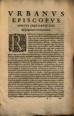 S.mi D. N. D. Vrbani Divina Providentia Papae VIII. bulla siue litterae decretales Canonizationis S. Ignatii Loiolae Societatis Iesv Fundatoris