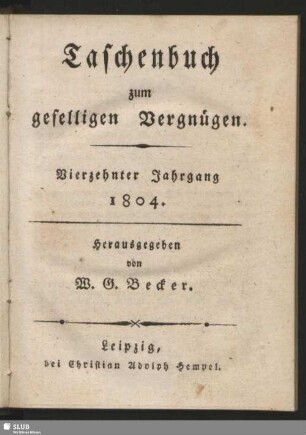 Taschenbuch zum geselligen Vergnügen