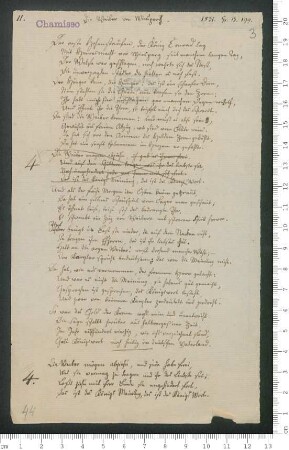 "Die Weiber von Winsperg" [Reinschrift mit zwei Fassungen der Strophe 4 ]