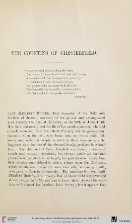 The Countess of Chesterfield