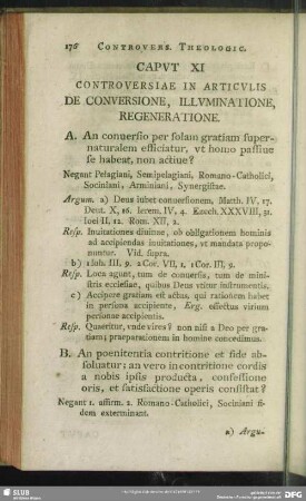 Caput XI. Controversiae In Articulis De Conversione, Illuminatione, Regeneratione