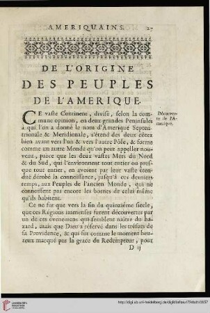 De l'origine des peuples de l'Amerique