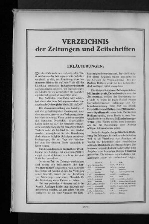Verzeichnis der Zeitungen udn Zeitschriften
