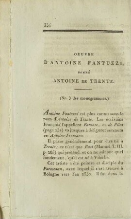 Oeuvre D'Antoine Fantuzzi, Nommé Antoine De Trente.