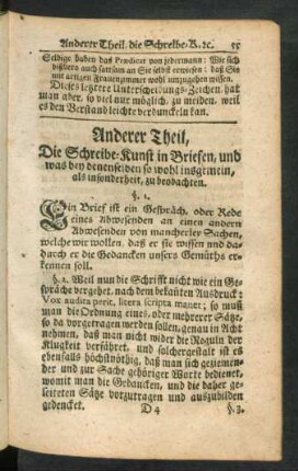 Anderer Theil, Die Schreibe-Kunst in Briefen, und was bey denenselben so wohl insgemein, als insonderheit, zu beobachten