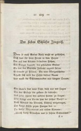 Der sieben Schläfer Zeugniß.