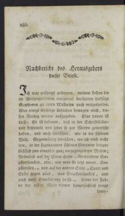 Nachbericht des Herausgebers dieser Briefe