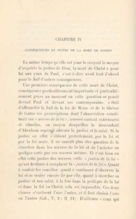 Chapitre IV. Conséquences et suites de la mort de Christ