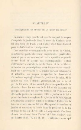Chapitre IV. Conséquences et suites de la mort de Christ