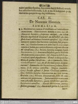 Cap. II. De Nazarenis Haereticis Summarium