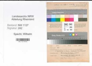 Entnazifizierung Wilhelm Specht , geb. 18.01.1913 (Steuerinspektor)