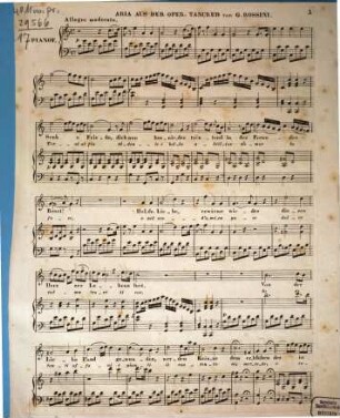 Arie : aus d. Oper Tancred Senk o Friede