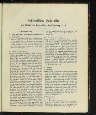 Systematisches Sachregister zum Beiblatt der Hanseatischen Gerichtszeitung 1915.