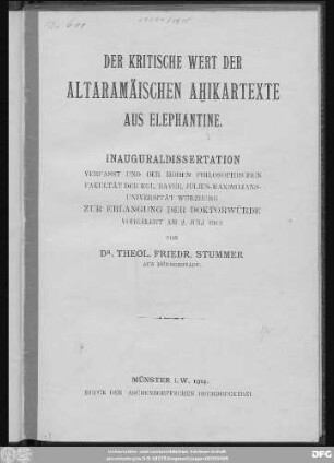 Der kritische Wert der altaramäischen Ahiḳartexte aus Elephantine