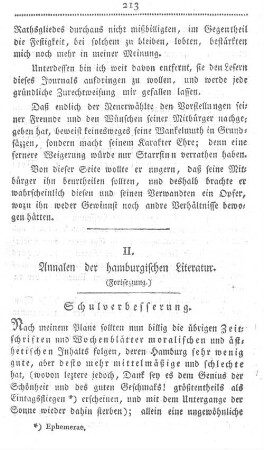 II. Annalen der hamburgischen Literatur. (Fortsezzung.)