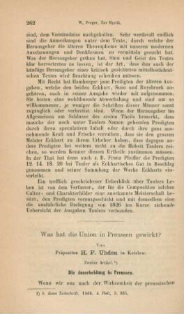 262-285 Was hat die Union in Preussen gewirkt? : II. Die Ausscheidung in Preussen
