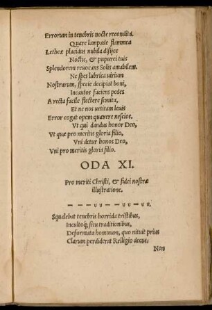 Oda XI. Pro meriti Christi, & fidei nostrae illustratione