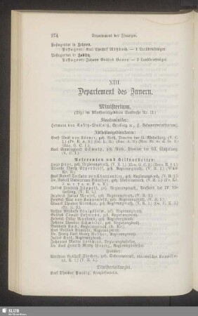 XIII. Departement des Innern