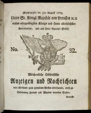 No. 32. Montags, den 9ten August 1779.