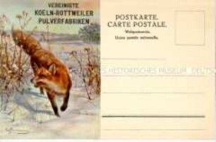 Werbepostkarte der Köln-Rottweiler Pulverfabriken