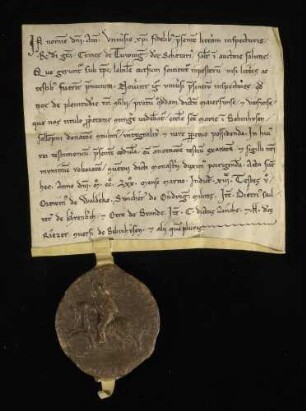 Graf Rudolf von Tübingen, genannt Scheerer (Schärer), schenkt der Kirche zu Bebenhausen die Maierswiese und die Vorwiese - nach der Überschrift auf der Rückseite der Urkunde zu Altdorf befindlich.