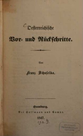 Oesterreichische Vor- und Rückschritte