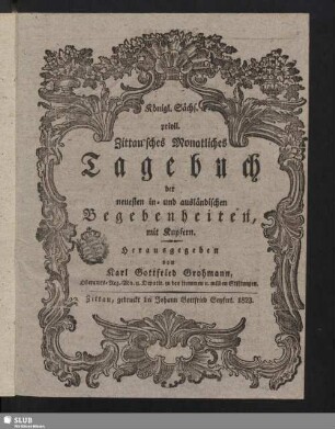 1823: Privil. Zittau'sches monatliches Tage-Buch