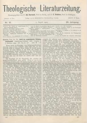 441-443 [Rezension] Achelis, Thomas, Abriß der vergleichenden Religionswissenschaft