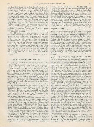 323-325 [Rezension] Lang, August, Puritanismus und Pietismus