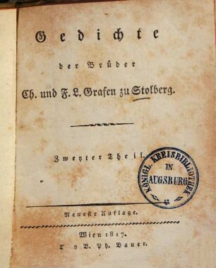 Gedichte der Brüder Ch. & F. L. Grafen zu Stolberg. 2.