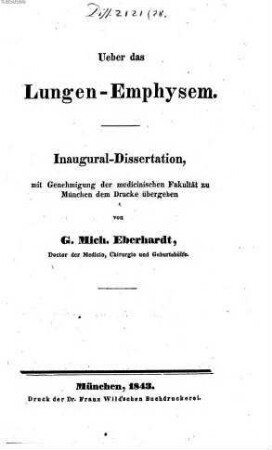 Über das Lungenemphysem