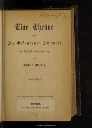 Eine Thräne oder: Die Gefangenen Schamyls des Tscherkessenhäuptlings