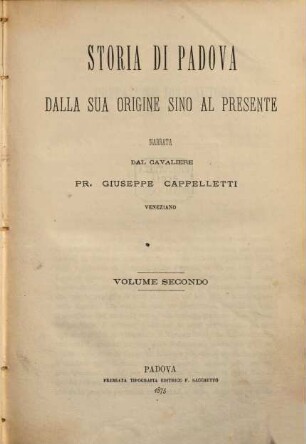 Storia di Padova dalla sua origine sino al presente, 2