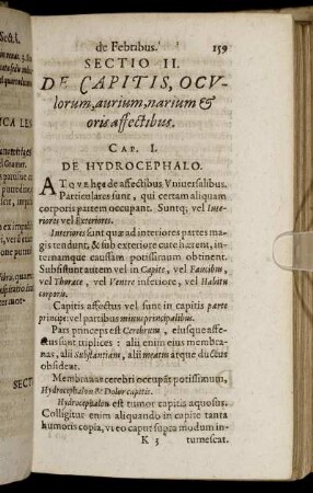 Sectio II. De Capitis, Oculorum, aurium, narium & oris affectibus.