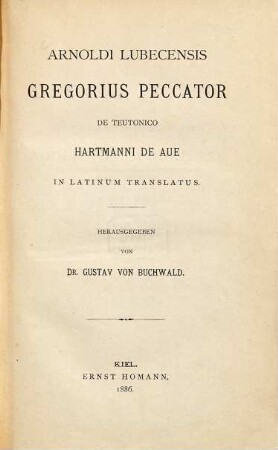 Arnoldi Lubecensis Gregorius peccator