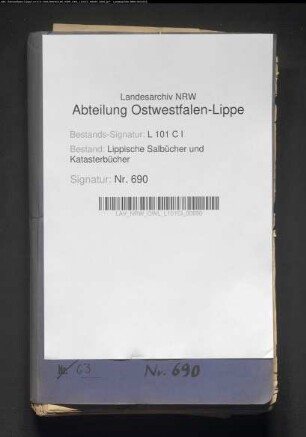 Belege zum Hypothekenbuch (Salbuch) der Stadt Blomberg Nr. 1101-1200