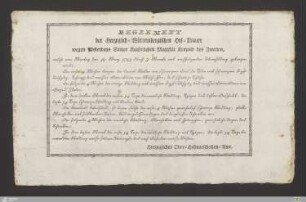 Reglement der Herzoglich-Würtembergischen Hof-Trauer wegen Absterbens Seiner Kaiserlichen Majestät Leopold des Zweiten : welche von Montag den 19. Merz 1792 durch 3 Monate mit nachfolgender Abwechslung getragen wird