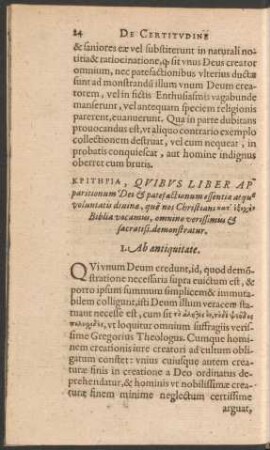 Kritēria, Quibus Liber Apparitionum Dei & patefactionum essentia atque voluntatis divinae ...